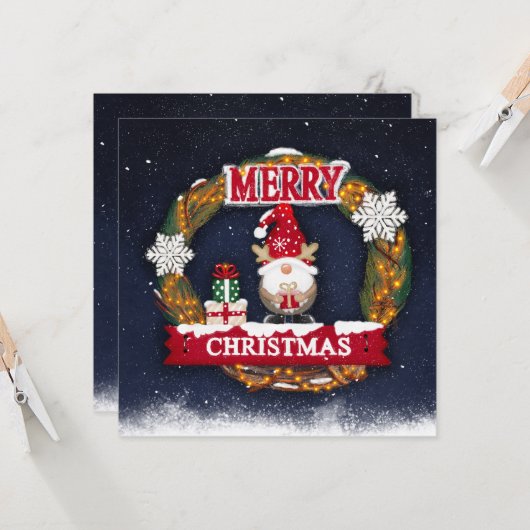 Merry Christmas Gnome  Kaart (Voorkant / Achterkant in situ)