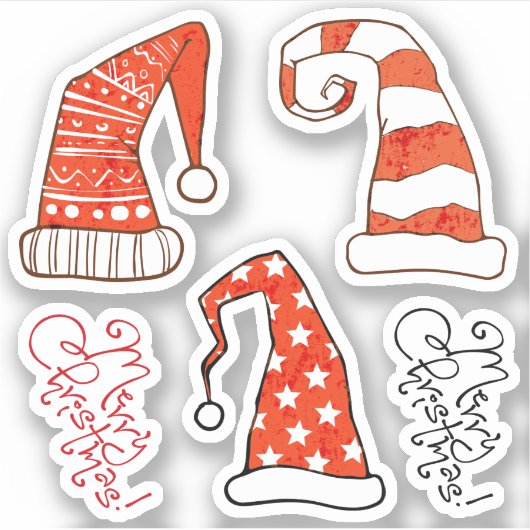 Merry Christmas Gnome Petten Vinyl stickers (Voorkant)