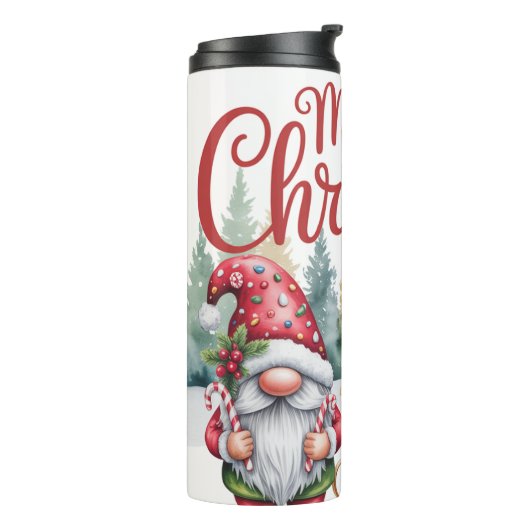 Merry Christmas Gnome Tumbler Thermosbeker (Gedraaid links)