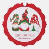 Merry Christmas Gnomen Schattige Rood Ornament Kaart (Achterkant)