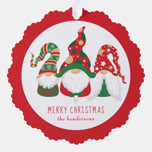 Merry Christmas Gnomen Schattige Rood Ornament Kaart (Achterkant)