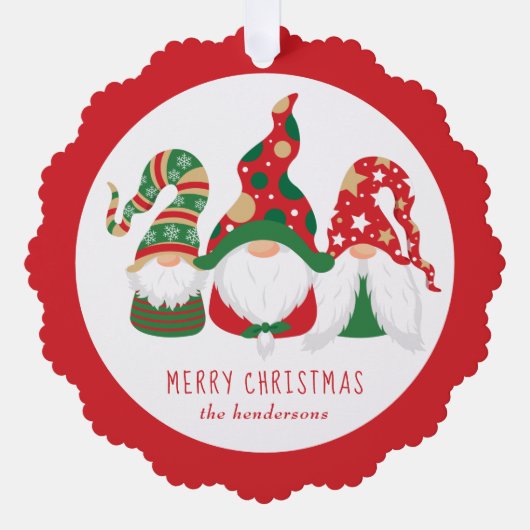 Merry Christmas Gnomen Schattige Rood Ornament Kaart (Voorkant)