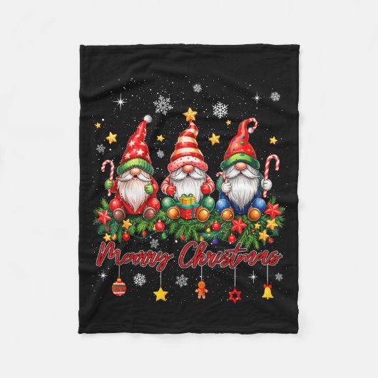 Merry Christmas Gnomes Family Candy Cane Holiday X Fleece Deken (Voorkant)