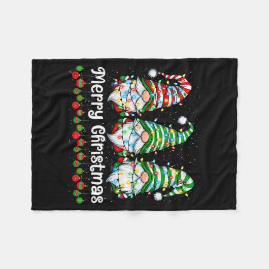 Merry Christmas Gnomes Light Family Gnome Xmas Mat Fleece Deken (Voorkant (Horizontaal))