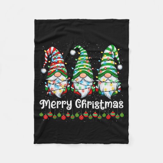 Merry Christmas Gnomes Light Family Gnome Xmas Mat Fleece Deken (Voorkant)