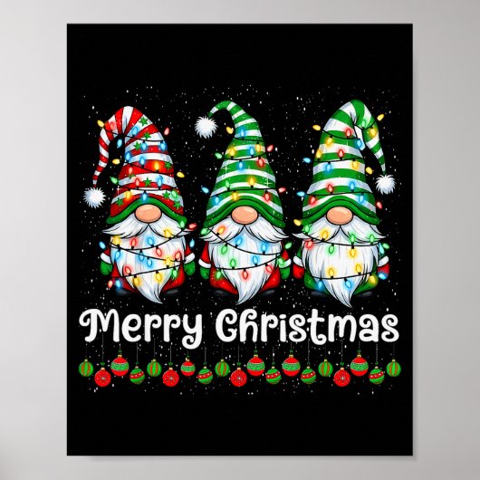 Merry Christmas Gnomes Light Family Gnome Xmas Mat Poster (Voorkant)