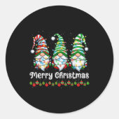Merry Christmas Gnomes Light Family Gnome Xmas Mat Ronde Sticker (Voorkant)
