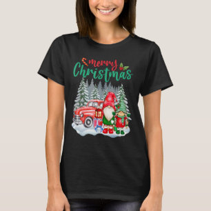 Merry Christmas Gnomes Red Truck T-shirt