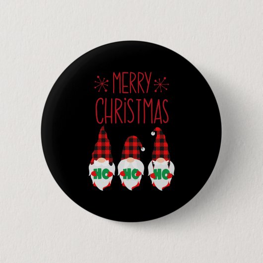 MERRY CHRISTMAS GNOMES RONDE BUTTON 5,7 CM (Voorkant)