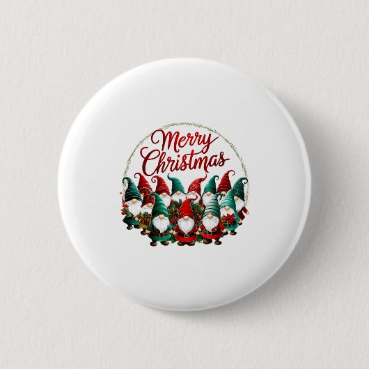 Merry Christmas Gnomes  Ronde Button 5,7 Cm (Voorkant)