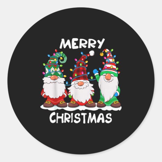 Merry Christmas Gnomes Xmas Family Men Women  Ronde Sticker (Voorkant)