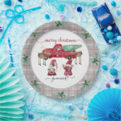 Merry Christmas Gnomies Gnome Tree Boerderij Water Papieren Bordje (Feest)