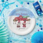 Merry Christmas Gnomies Snowy Tree Boerderij Water Papieren Bordje (Feest)