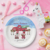 Merry Christmas Gnomies Snowy Tree Boerderij Water Papieren Bordje (Feest)