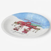 Merry Christmas Gnomies Snowy Tree Boerderij Water Papieren Bordje (Gekanteld)