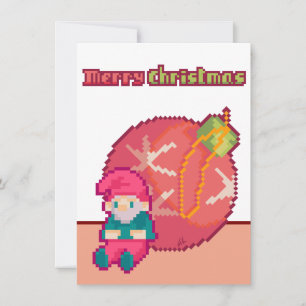 Merry Christmas Gnoom pixelart, Pixel Art Feestdagenkaart