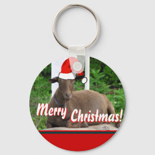 MERRY CHRISTMAS GOAT GREETINGS SLEUTELHANGER