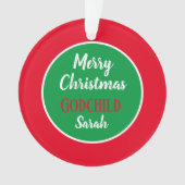 Merry Christmas Godchild gepersonaliseerd ornament (voorkant)