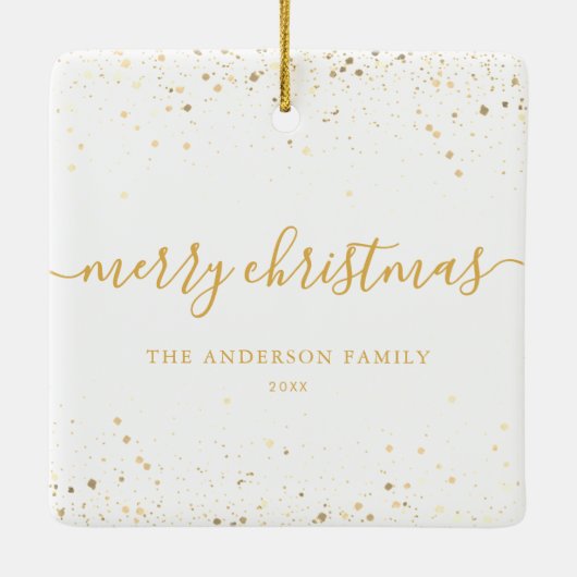 Merry Christmas Gold 6 Fotocollage Keramisch Ornament (Achterkant)