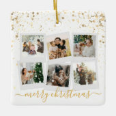 Merry Christmas Gold 6 Fotocollage Keramisch Ornament (Voorkant)