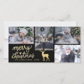 Merry Christmas Gold | Antler | Holiday-Script Feestdagenkaart (Voorkant)