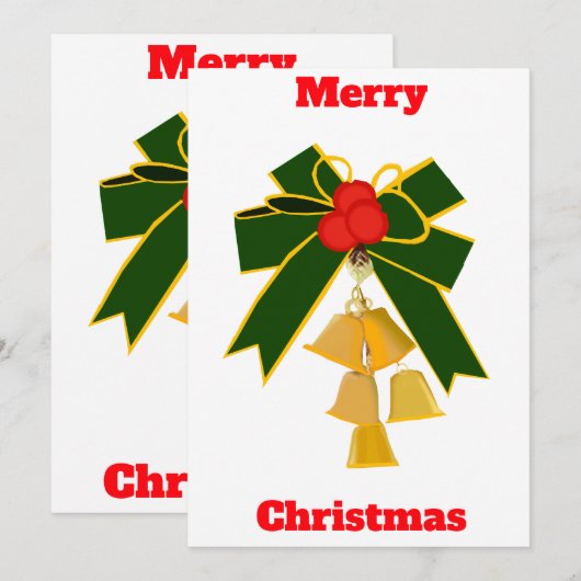 Merry Christmas Gold Bells Krans Kaart (Voorkant / Achterkant)