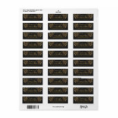 Merry Christmas Gold & Black Holly Retouradres Etiket (Full Sheet)