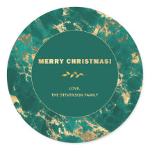 Merry Christmas Gold Blauwgroen Marmer Personalise
