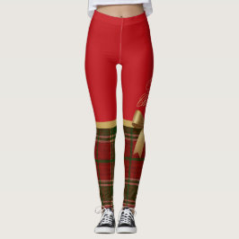 Merry Christmas Gold Bow Leggings