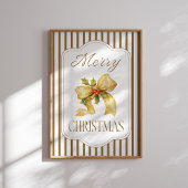 Merry Christmas Gold Bow Poster