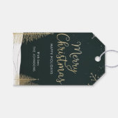 Merry Christmas Gold Calligraphic Holiday Cadeaulabel (Voorkant (Horizontaal))