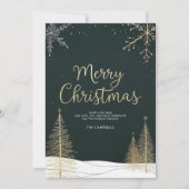 Merry Christmas Gold Calligraphic Holiday Card Feestdagenkaart (Voorkant)