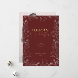Merry Christmas gold calligraphy photo card Feestdagenkaart