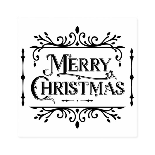 Merry Christmas Gold Classic Rubberstempel (Afrduk)