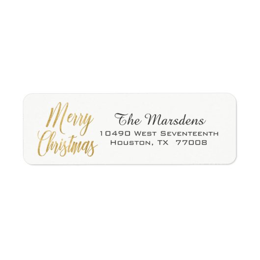 Merry Christmas Gold Custom Return Etiket (Voorkant)