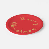 Merry Christmas Gold Fabric Font Rood Papieren Bordje (Gekanteld)
