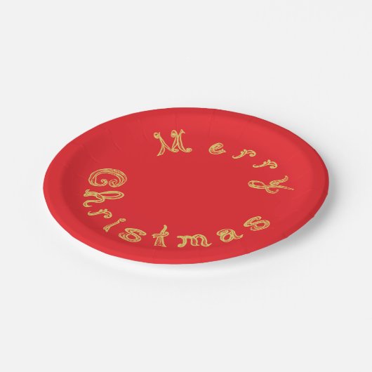 Merry Christmas Gold Fabric Font Rood Papieren Bordje (Gekanteld)
