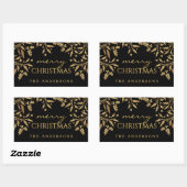 Merry Christmas Gold Faux Folie Holly Branches Rechthoekige Sticker (Vel)