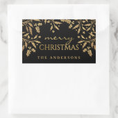 Merry Christmas Gold Faux Folie Holly Branches Rechthoekige Sticker (Tas)