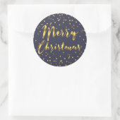 Merry Christmas Gold Foil Confetti Midnight Blue Ronde Sticker (Tas)