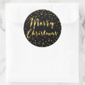 Merry Christmas Gold Foil Confetti Zwart Ronde Sticker (Tas)