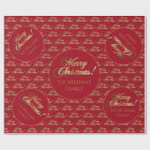 Merry Christmas Gold Foil Script Apple Red Cadeaupapier (Vlak)