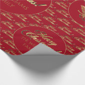 Merry Christmas Gold Foil Script Apple Red Cadeaupapier (Hoek)