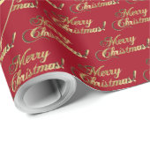 Merry Christmas Gold Foil Script Apple Red Cadeaupapier (Rol Hoek)