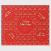 Merry Christmas Gold Foil Script Bright Red Cadeaupapier (Vlak)