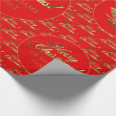 Merry Christmas Gold Foil Script Bright Red Cadeaupapier (Hoek)