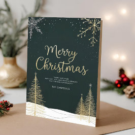 Merry Christmas Gold Folded Holiday Card Feestdagen Kaart