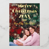 Merry Christmas Gold Folie Feestdagenkaart (Voorkant)