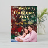 Merry Christmas Gold Folie Feestdagenkaart (Staand Voorkant)