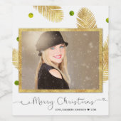 Merry Christmas Gold Glitter Foto - Wijnlabel Wijn Etiket (Enkel label)